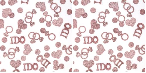 Image of Rose Wedding Table Confetti, Bridal Shower Decorations Bride to Be Confetti Glittering Diamond Ring I Do Engagement Party Table Scatter, 100pcs (Pack of 2)