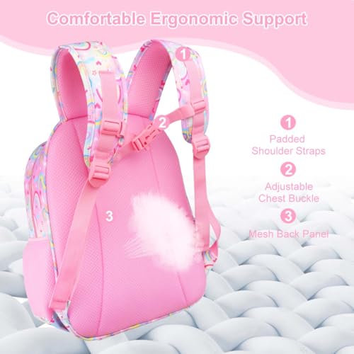 RHCPFOVR Kids Backpack for Girls - Girls Backpack 3-8 Ages Rainbow for Kids 15 Inch School Bookbag for Kindergarten Elementary School Bookbag for Girl 1st 2nd Grade by RHCPFOVR - Used condition - Image 6