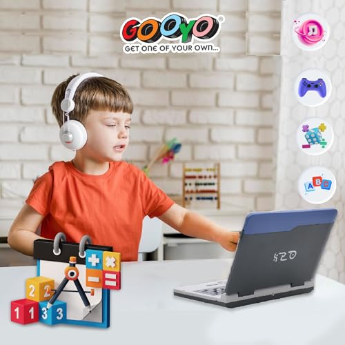 Gooyo GY1041 Plug & Play Notebook Computer Toy with 30 Fun Activities | Educational Toy Laptop for Kids | Grey Color, Dual Power Supply Source:... - Image 2