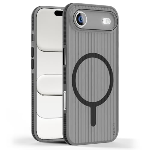 Image of GRIPP Slimfit Case Compatible with Mag-Safe for iPhone Air | Ultra-Thin, Corrugated Design, Matte Frosted Finish, Raised Edges, Anti-Scratch, Sleek & Lightweight Back Cover - Black