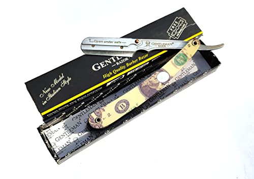 Image of Gentleman Razor 3D Dollar Printed Stainless Steel Straight Edge Barber Razor For Men (FREE Blade Inside)