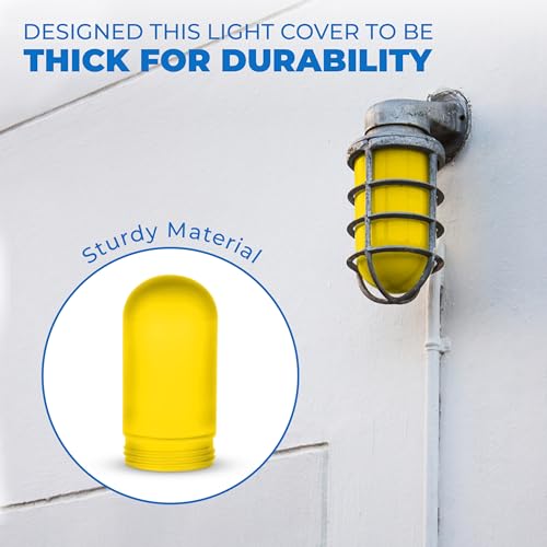 Image of OHLECTRIC Yellow Replacement Weather Tight Light Fixture - Threaded Bulb Cover - Sturdy Clear Glass Protectant - Frosted Globe Shade - Outdoor Vapor Proof Fixture