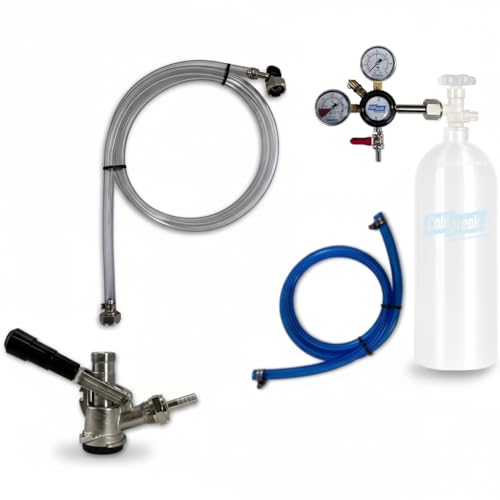 Coldbreak Jockey Box Dispensing Kit, 1-Tap Stainless Steel Beverage Connections, CO2 Regulator with Dual Gauges, Includes Beverage Jumper and Air Line, Ideal for Coldbreak Jockey Boxes