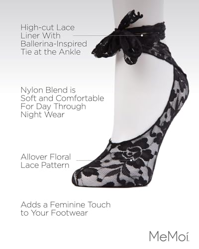 MeMoi Dancer's Ankle-Tie Lace Liner Socks3
