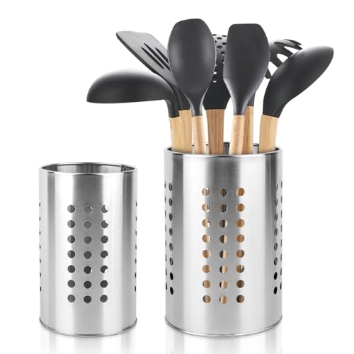 KILDOWS 2 Pièces Panier d’ustensiles de Cuisine en Acier Inoxydable,Anti-Rouille Égouttoir à Couverts，Pot à Ustensiles de Cuisine， Pour Ranger les Couteaux, les Fourchettes et les Cuillères