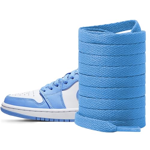 UamGlsob Cordones de Algodón Premium Suave para Air Jordan 1-8, Cordones Planas de 8mm Anchos para Zapatillas Deportivas (Carolina Blue,160cm)