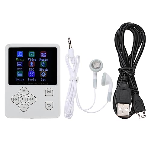 MP4 Music Player, Matte Body, Support TF Card, Multiple Play Modes, for Sports, USB 2.0, Color Screen with Stopwatch Function (White)