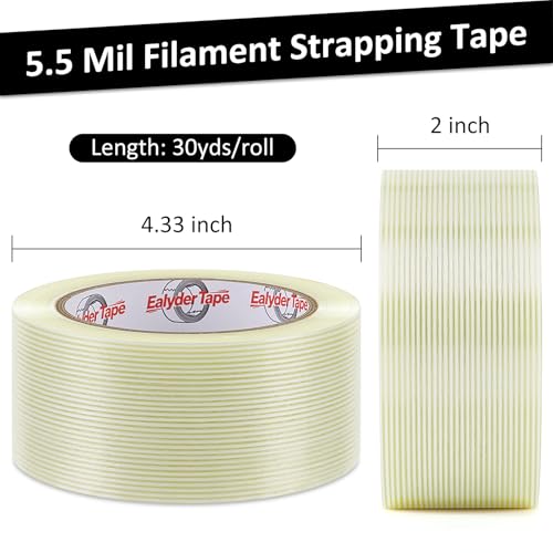 Image of 5 Pack Transparent Fiberglass Tape 2 inch x 30Yd 5.5 Mil Filament Tape
