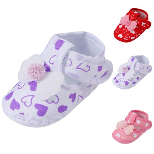 Toddler Baby Girls Canvas Sandals Indoor Closed Toe Bow Heart Dance Dress Shoes Ankle Cute Walking Sneaker Summer2