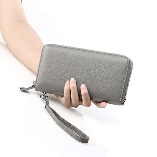 Image of Womens Wallet RFID Blocking Genuine Leather Zip Around Wallet Clutch Wristlet Travel Long Purse for Women