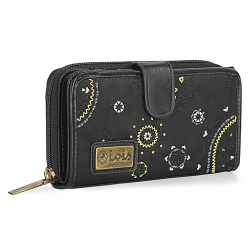 Lois   Carteras de Mujer   Cartera Monedero MujerMonedero Mujer Grande. Cartera Mujer con Cierre Central de Cremallera   Cartera Mujer Piel Eco. 304416, Negro