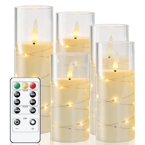 La mejor comparación de Velas Led - los preferidos. 50 5pcs Velas de Pilas con Cordel de Luz (Pilas no Incluidas), Plastico Realista Velas Electricas con Control Remoto para San Valentín, Navidad, Halloween, Cumpleaños, Hogar...