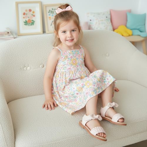 Image of Flaryzone Girls Sandals Open Toe Summer Flats Dress Sandals Shoes Toddler /Little Kid