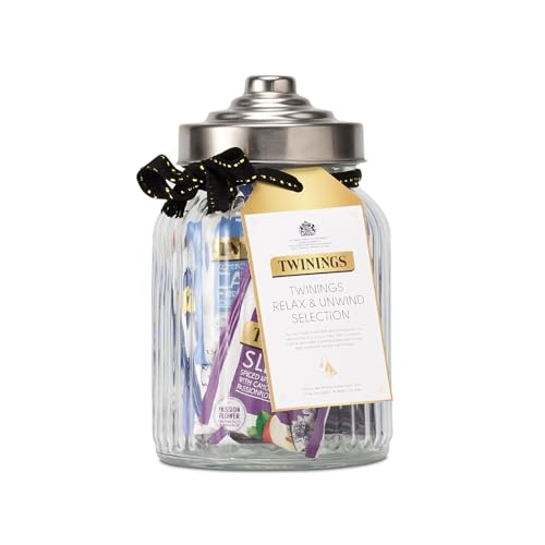 Twinings Superblends Relax & Unwind Selection Filled Jar | Tea Lover Gift | Self Care Gift | 30 Recyclable Individually Wrapped Plant-Based Tea Bags