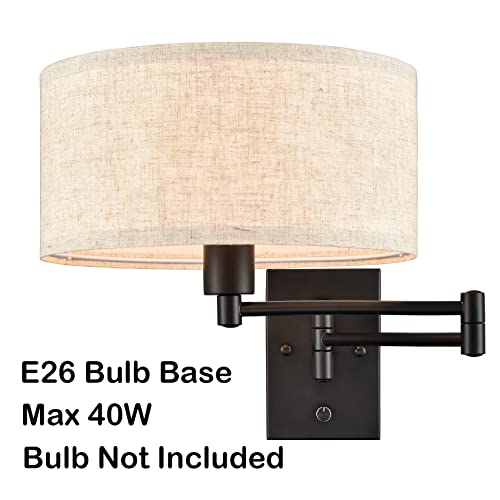 Samteen Black Swing Arm Wall Sconce Plug In Wall Lamp With Drum Shade Modern Farmhouse Wall Sconce Plug In Wall Mounted Light Fixtures #TOP4