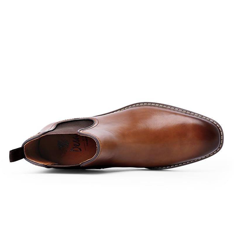Image of DESAI Men's Chelsea Boots, Handmade Genuine Leather Dress Shoes, Slip On Formal Footwear Booties