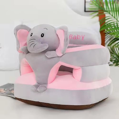 Image of HEVOY Baby Seat for 3-24 Month, Infant Back Support Floor Chair, Plush Cartoon Animals Baby Sofa, Toddler Floor Seater for Sitting Up, Portable Activity Seat for Babies (Elephant)