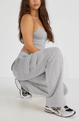 Waitfairy Wide Leg Sweatpants Women Cargo Pants for Girls High Waisted Baggy Sweatpants for Women Casual Pants with Pockets4