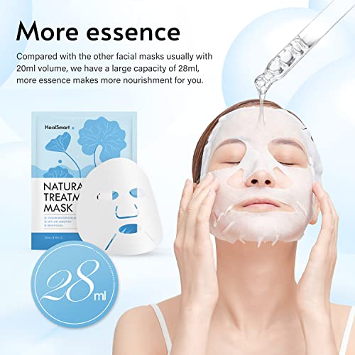 Healsmart 5 Pack Facial Mask 72 Hour Moisturizing And Soothing Face Mask Sheet Improve Skin Clarity And Radiance, For All Skin Types, High Capacity, Made In Korea #TOP2