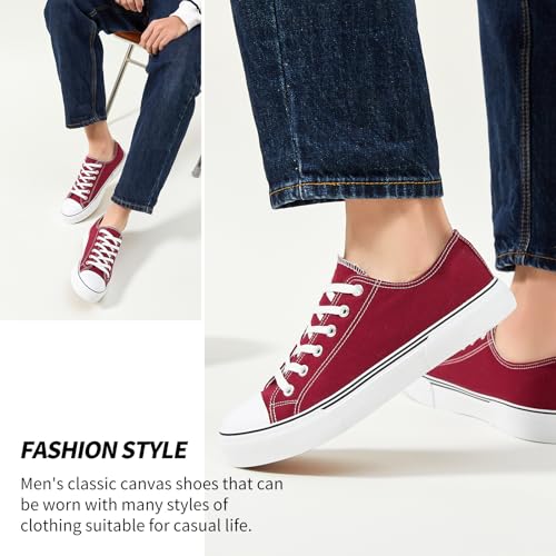 Image of yageyan Men Canvas Low top Shoes Classic Casual Sneakers Black and White Fashion Shoes