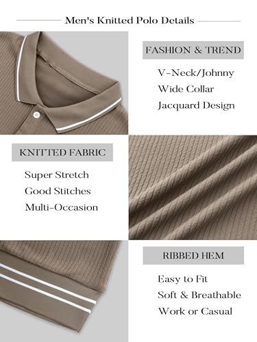 Camiseta polo texturizada para hombre, manga corta, cuello con ribete contrastante, ajuste clásico, informal, ideal para golf miniatura 4