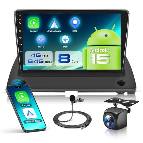 VECHTEL 8 Core 4G+64G Autoradio Android 15 pour Volvo XC90 2004-2013, 9 Pouces 1280 * 720P HD Écran Tactile IPS avec DSP Carplay Android Auto sans Fil GPS...