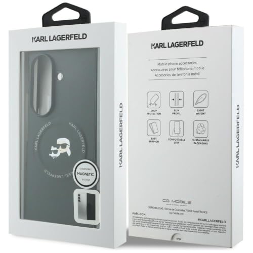 Image of CG MOBILE Karl Lagerfeld [Official Licensed], Protective Case Designed for Galaxy Z Fold 8 Ultra | Magnetic Compatible | PU Case | Karl & Choupette Heads Pins Logo & Metal Camera Button - Black