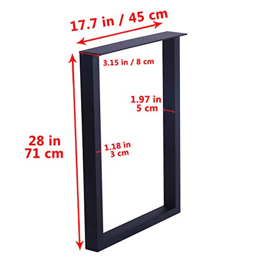 Image of MBQQ Furniture Legs 28 inchHeight 17.7 inchWide Rustic Decory Square Tube Table Legs,Heavy Duty Metal Desk Legs,Dining Table Legs,Industrial Modern, DIY Iron Bench Legs