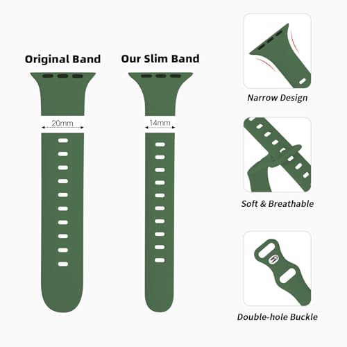 Image of Thin Silicone Band Compatible with Apple Watch 41mm 38mm 40mm 46mm 45mm 42mm 44mm, Slim Narrow Replacement Sport Strap Wristband for iWatch Series 11 10 9 8 7 6 5 4 SE Ultra 3 2 1 Women Men