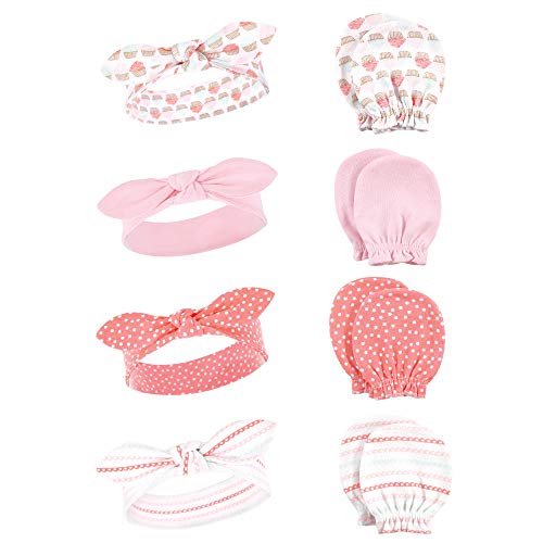Image of Hudson Baby Baby Girls' Cotton Headband and Scratch Mitten Set