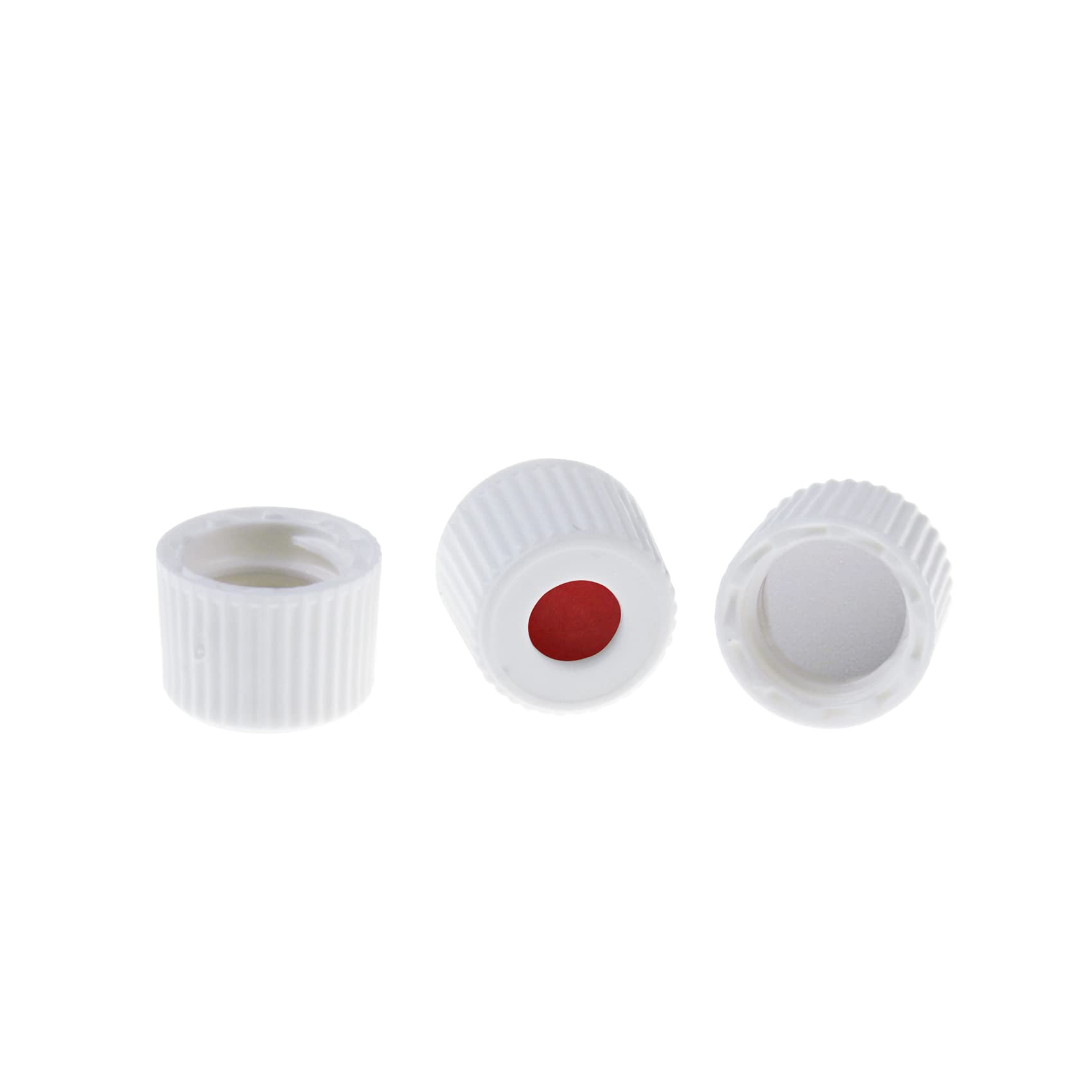 ALWSCIHPLC LC 8-425 Screw Thread Vial Caps, 8 mm, PTFE/Silicone Septa, White, Polypropylene, 100 pcs/pk