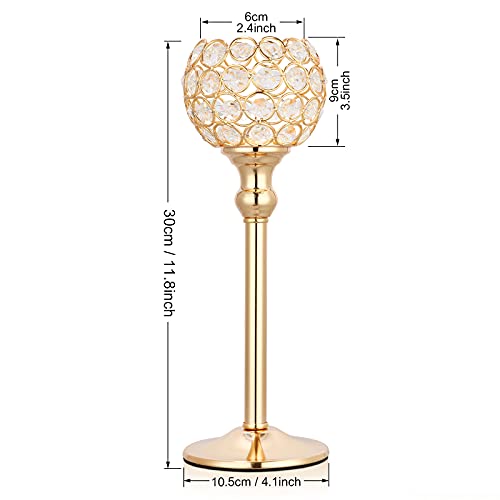 Image of Hossejoy 2 PCS Candle Holders, Crystal Candlestick Holders for Tables Dining Halloween Christmas Anniversary Wedding Decoration, Fit Best with Flameless LED Tea Light Candles (Gold)