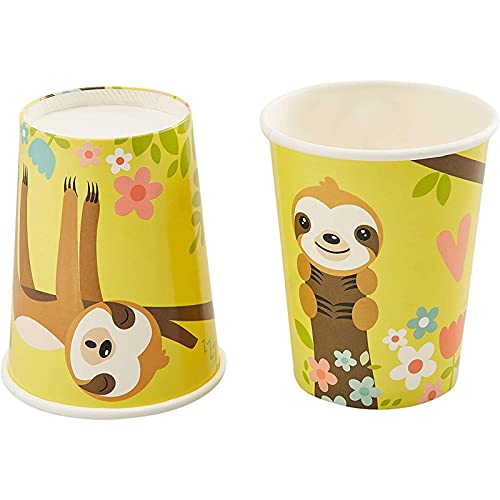 Springtime Sloth Party Bundle, Includes Plates, Napkins, Cups, And Cutlery (24 Guests,144 Pieces) Multicolor #TOP6