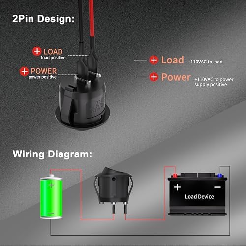 APIELE 5Pcs Rocker Switch ON Off KCD1 Mini Round Toggle Switch SPST 2Pin Snap-in Design Car Boat Automotive with Wires Pre-Wired AC 6A/250V 10A/125V 12VDC - 4