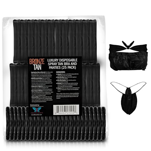 Bronze Tan Disposable Undergarments for Spray Tan - Non-Woven Breathable Undergarments Full Coverage Hygienic - Ideal for Professional Salons & Home Use Universal Fit - Pack of 25 Set