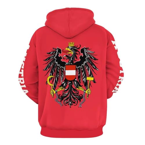 Sweat-Shirt à Capuche Homme Imprimé 3D Pull Rouge Blason autrichien Mode - 4