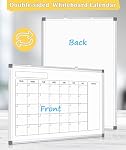 Magnetic Double-Sided Whiteboard Calendar, 36" x 24" | Dry Erase Calendar for Wall, Aluminum Frame White Board Planner Monthly Marker Board for Kitchen, Memo, School, Home, Office