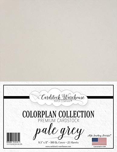 PALE GREY Cardstock Paper - 8.5 x 11 inch Premium 100 lb. Cover - 25 Sheets from Cardstock Warehouse