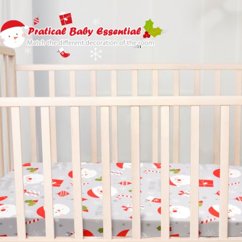 Image of JISEN Christmas Fitted Crib Sheets for Boys Girls 52x28 Inch Santa Claus