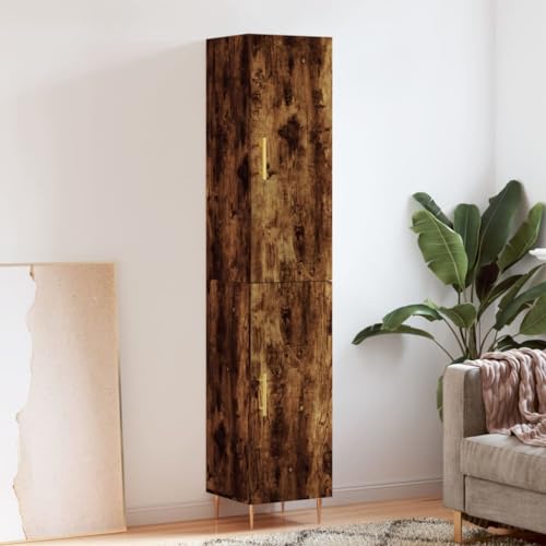 Homgoday Aparador de Madera contrachapada Roble Ahumado 34,5x34x180 cm, Alacena de Cocina, Mueble Auxiliar，Aparador Comedor, Armario Cómoda Almacenamiento Buffet Aparadores Mobiliario Type19