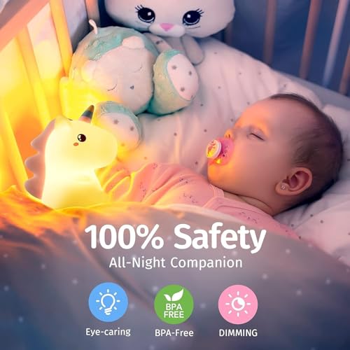 Image of Desidiya Cute Unicorn Night Light Rechargeable LED Silicone Lamp for Toddler, Kids Room, Nursery, Squishy Room, Decor, Bedroom (Multi)