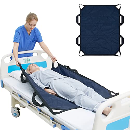 Bed Positioning Pad With Reinforced Handles, 45" X 36" Multipurpose Waterproof Transfer Sheet For Turning, Lifting & Sliding, Reusable Washable Patient Positioning Sheet For Bedridden, Caregiver, Dark #TOP2