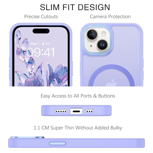 Protection iPhone 15 Plus transparente violette mate antichoc magnétique