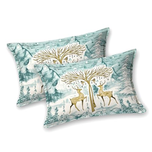 Image of 240 TC 100% Cotton Bedsheet for Double Bed King Size with 2 Pillow Covers | Breathable & Super Soft Rajasthani Sanganeri Jaipuri Printed Bed Sheet -108 * 108 Inches (Dual Deer 2)