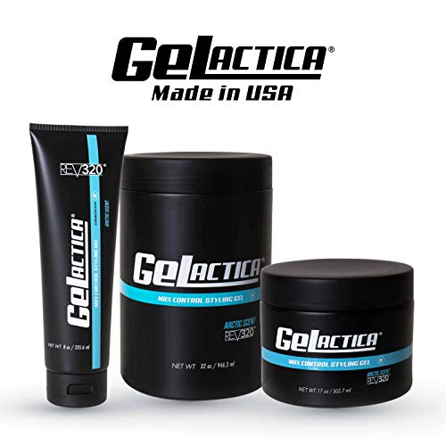 Gelactica Organic Hair Gel 8oz By REV320 - Strong Hold, Alcohol-Free, Arctic Scent