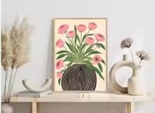 Tableau moderne fleurs pastel type Matisse décoration murale