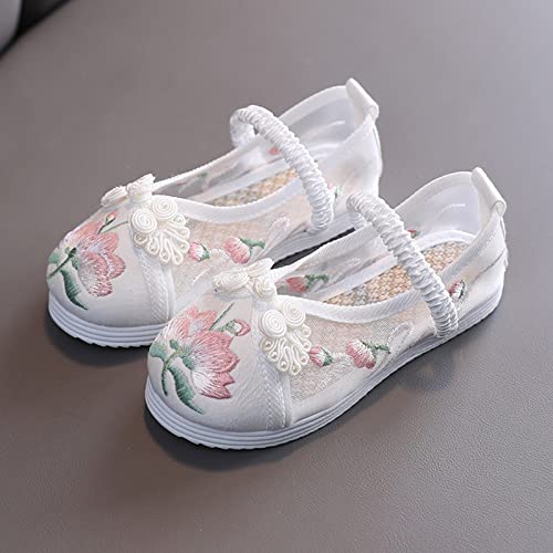 Girls Flat Bottomed Embroidered Sandals Fashionable Costume Children Performance Children Size 4 Sandals for Baby Girls (White, 1 Big Kids)4