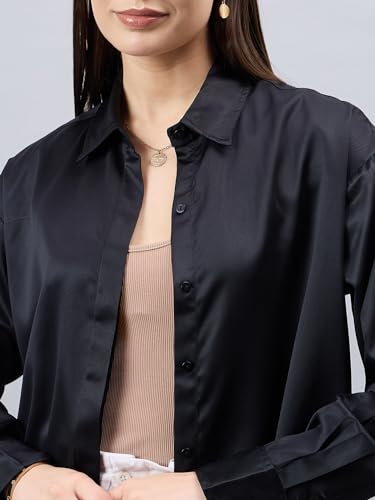 Image of Style Quotient Women Solid Smart Casual Oversized Polycotton Shirt