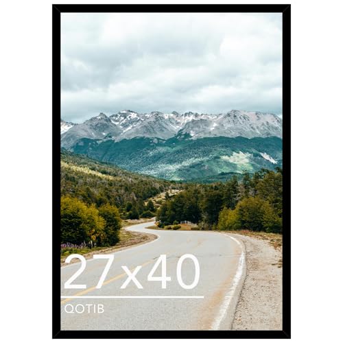 Wood 27x40 Inch Poster Frame Black for Wall Hanging, Movie Poster 27 x 40 Inch Photo Frame for Wall Horizontally or Vertically, Black,1 Pack