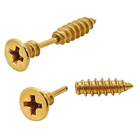 Tumundo 2 Plug Falso Fakeplug Tornillo Ranura en Cruz Oído Pendientes Piercing Color Negro Plata Blanco Acero Inoxidable Cover